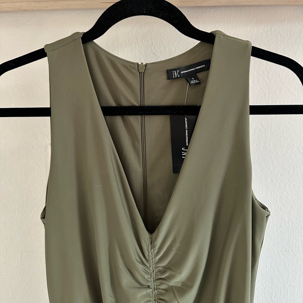 INC Olive Green Stretch Material Bodycon Dress - Picture 2 of 7